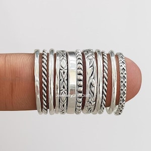 Silver Designer 12 Ring Set | Trendy Stackable Fashion Rings