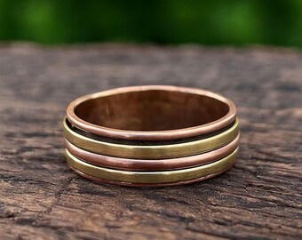 Mixed Metal Copper and Brass Spinner Ring