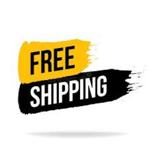 May include: The words "FREE SHIPPING" are displayed in bold white text against a yellow and black brushstroke background. The yellow brushstroke is above the black one, creating a layered effect.