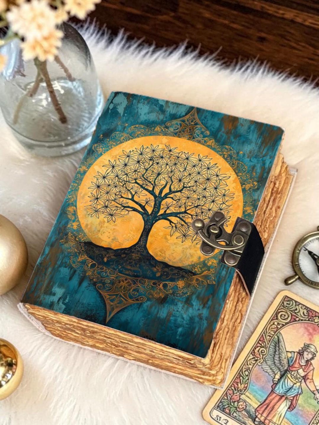 Mystical Tree of Life Journal, Handmade Leather Notebook With Clasp ...