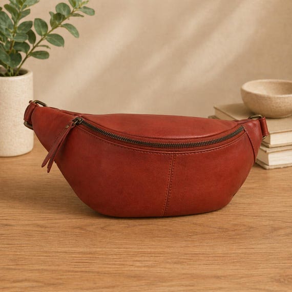 Brown Leather Sling Bag Women, Crossbody Chest Bag, Leather Hip Bag, Handmade Fanny Pack, Travel Bum Bag
