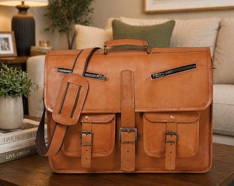 Leather Messenger Bag Large, Mens Laptop Bag, Vintage Briefcase Satchel, Handmade Leather Office Work Bag, Crossbody Bag