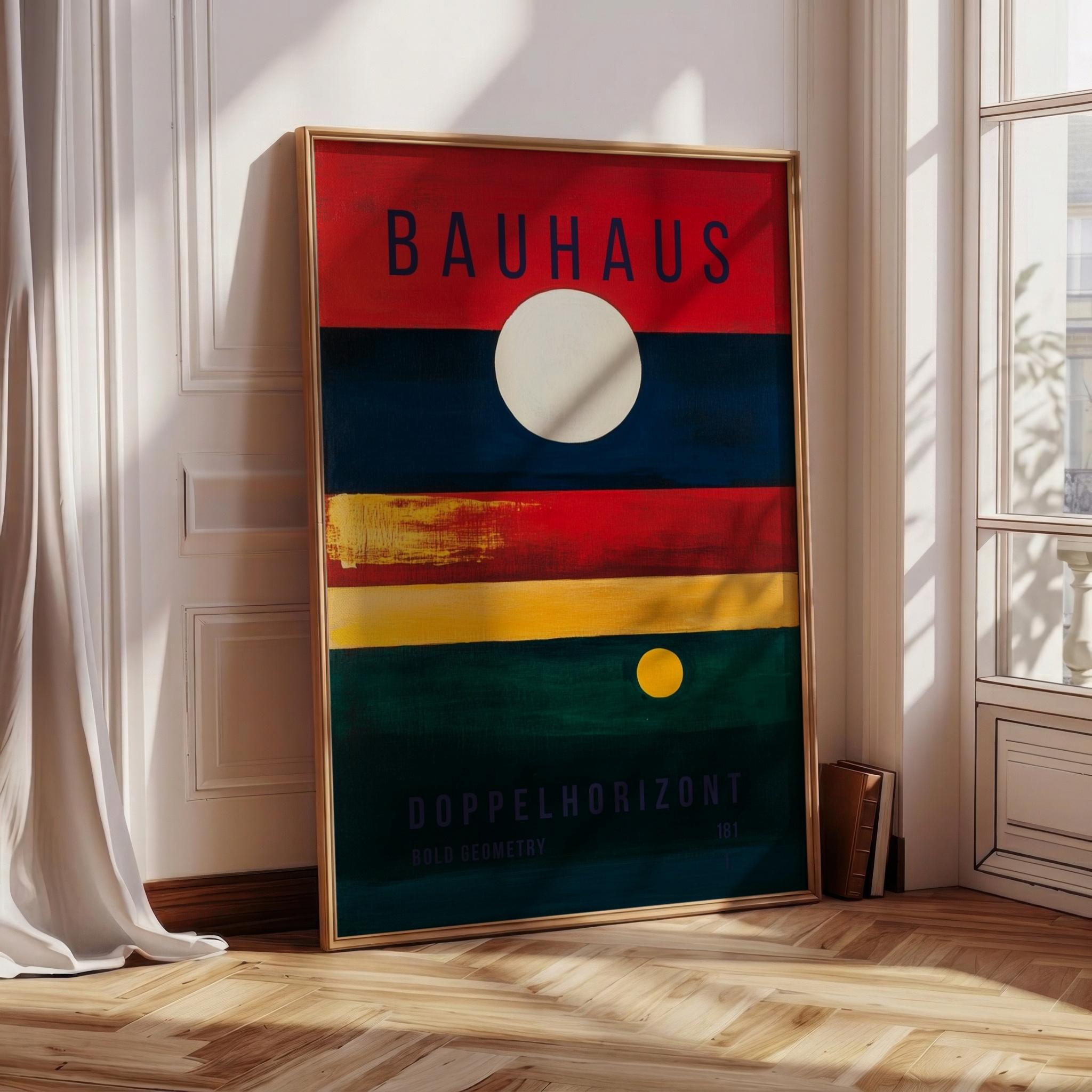 Bauhaus Abstract Geometric Wall Art, Mid Century Modern Poster With ...