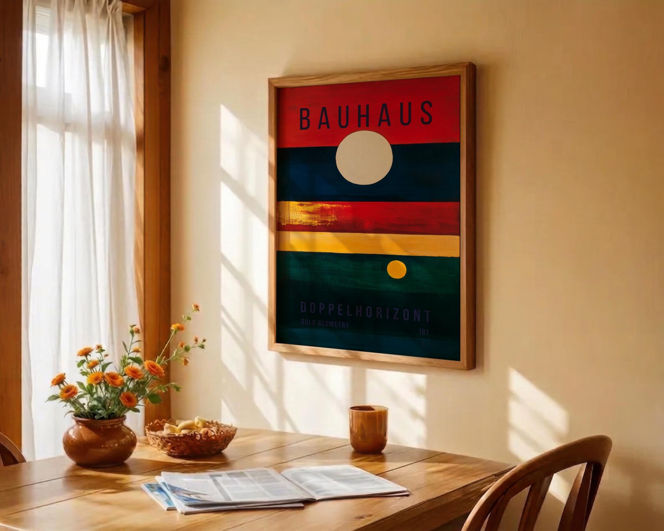 Bauhaus Abstract Geometric Wall Art, Mid Century Modern Poster With ...