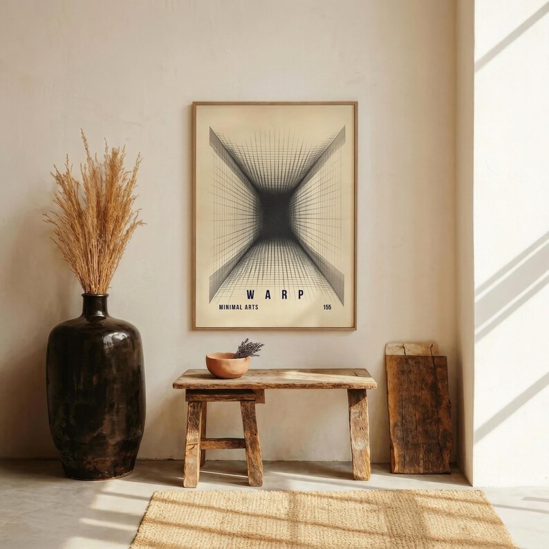 Geometric Perspective Art Print, Abstract Grid Wall Poster, Minimalist ...