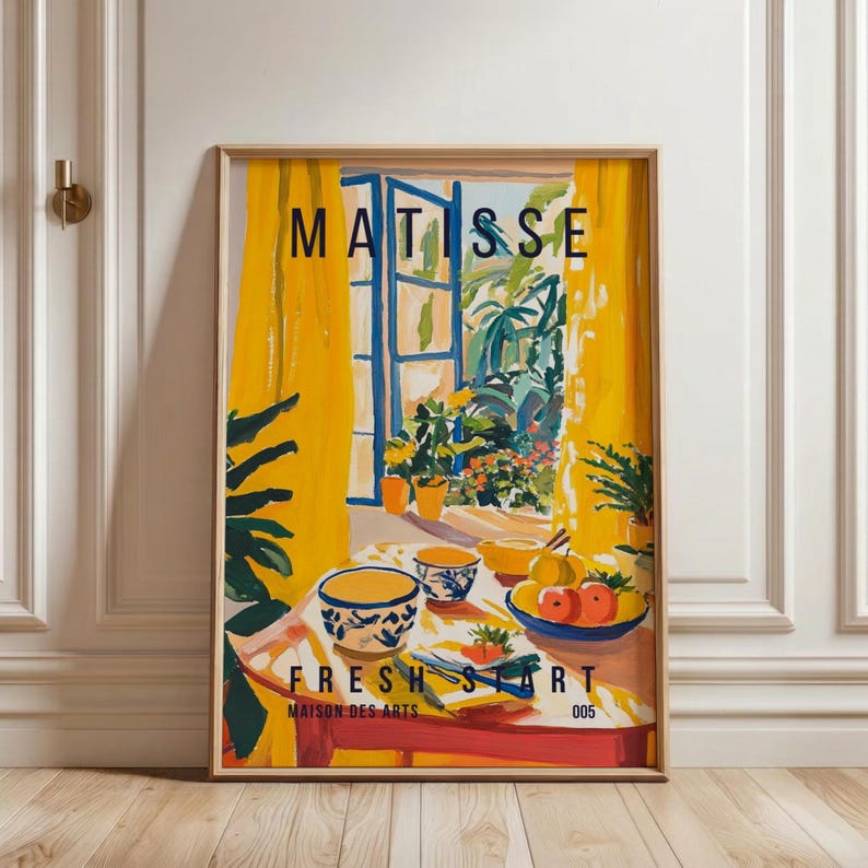 Matisse Kitchen Henri Matisse Kitchen Art Print, Yellow Room Wall Poster, Fruit Still ...