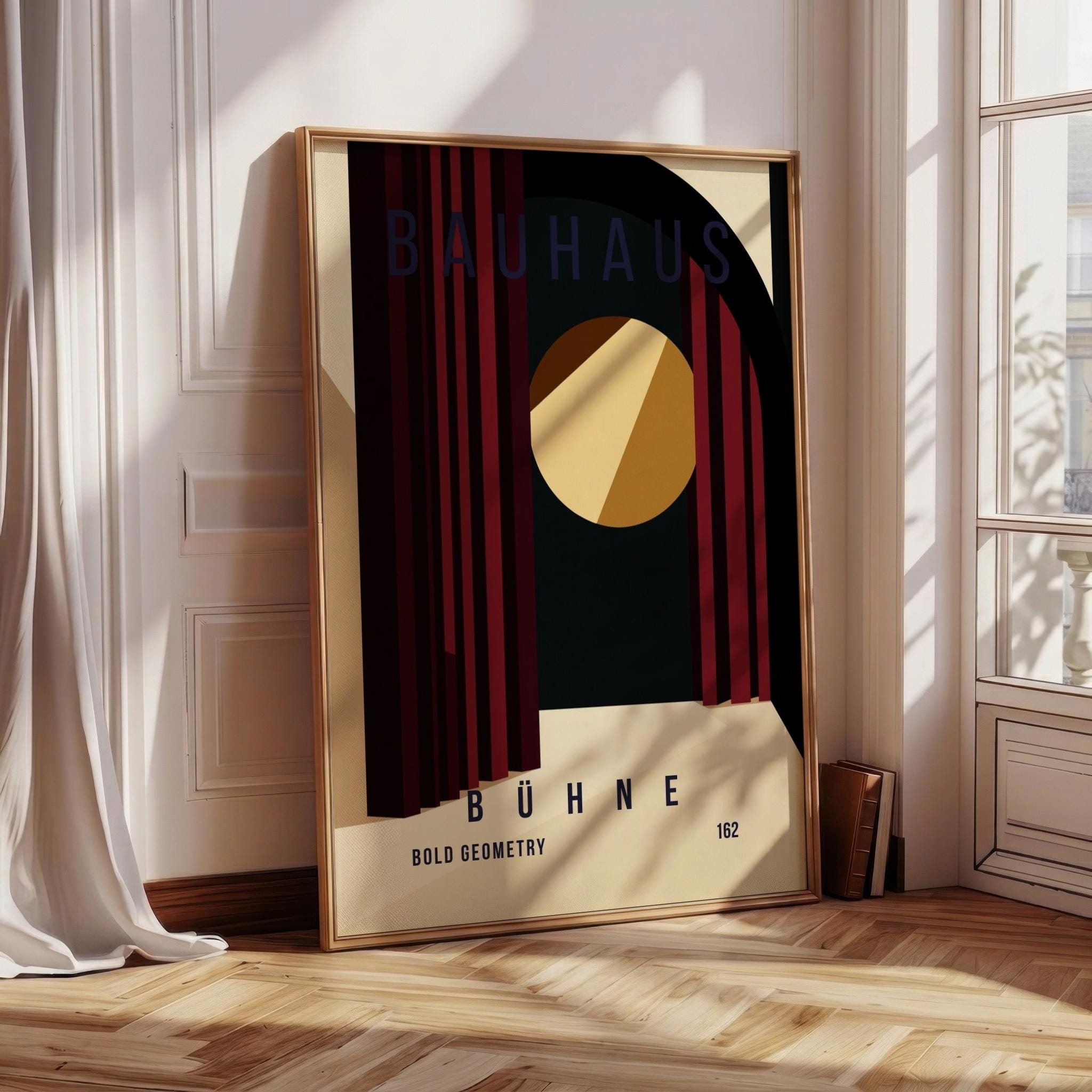 Bauhaus Theatrical Stage Art Print, Abstract Red Curtain Wall Poster ...