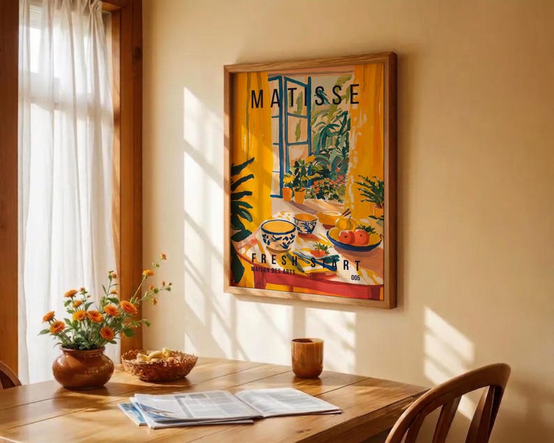 Matisse Kitchen Henri Matisse Kitchen Art Print, Yellow Room Wall Poster, Fruit Still ...