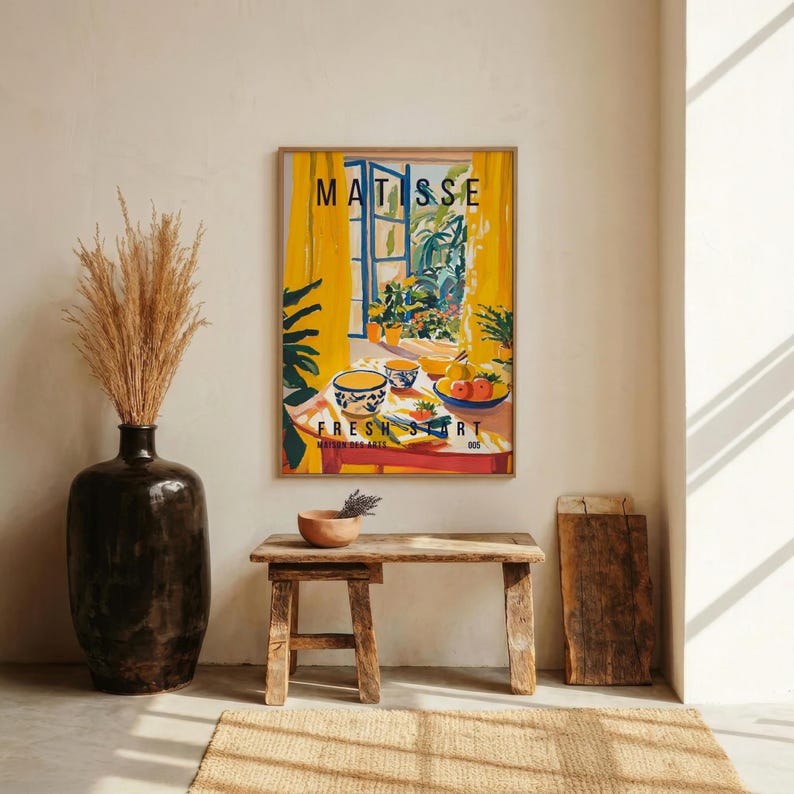 Matisse Kitchen Henri Matisse Kitchen Art Print, Yellow Room Wall Poster, Fruit Still ...