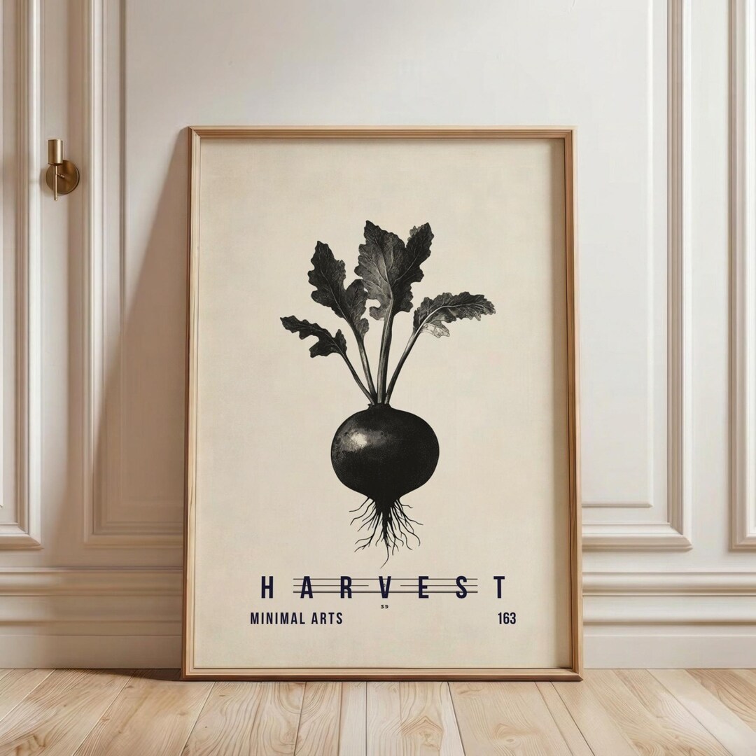 Vitroot Poster Vintage Beetroot Art Print, Minimalist Botanical Wall Poster, Rustic ...