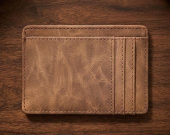 Tarjetero delgado de cuero para uso diario, cartera multitarjetas con bolsillo para monedas, accesorio de viaje.