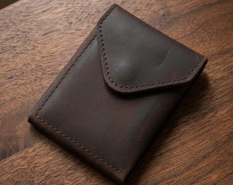 Cartera delgada de piel para pasaporte y tarjetas para hombre, tarjetero de bolsillo, accesorio de viaje, regalo para él.