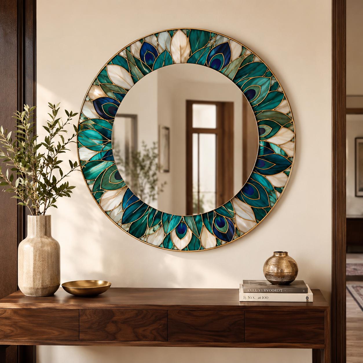 Peacock Stained Glass Mirror - Etsy