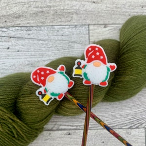 CHRISTMAS GNOME silicone  stitch savers, needle minders, point protectors