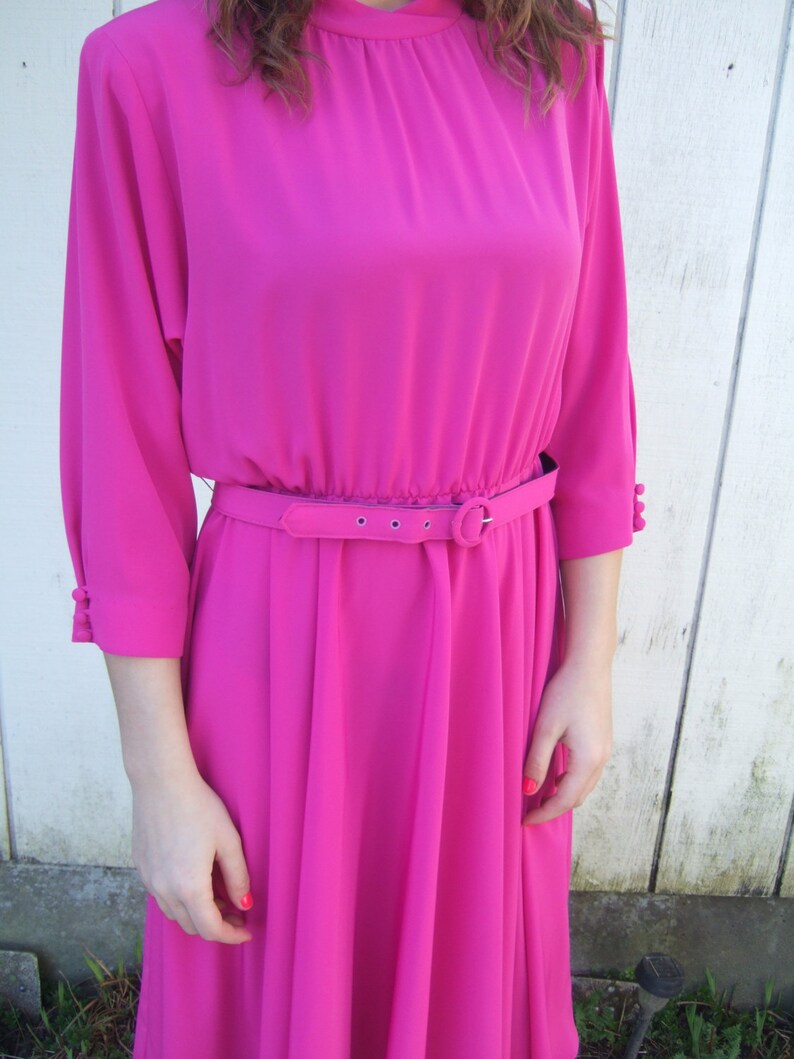 VTG Pink Mrs. Cleaver Dress High Neck Wide Etsy