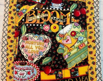 Single Mary Engelbreit potholder, 9” homemade quilted