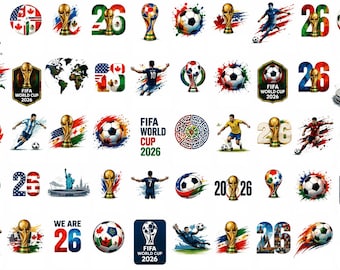 Pakiet 50 naklejek piłkarskich FIFA World Cup, pakiet sportowy, do druku w formacie PNG