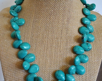 TURQUOISE Knotted Teardrops  NECKLACE