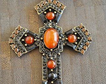 BROWN/BLACK CROSS adjustable necklace