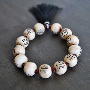 CHINESE BONE bracelet /good luckbracelet/ healing bracelet/TASSEL bracelet