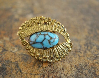 VINTAGE faux TURQUOISE RING or brooch.