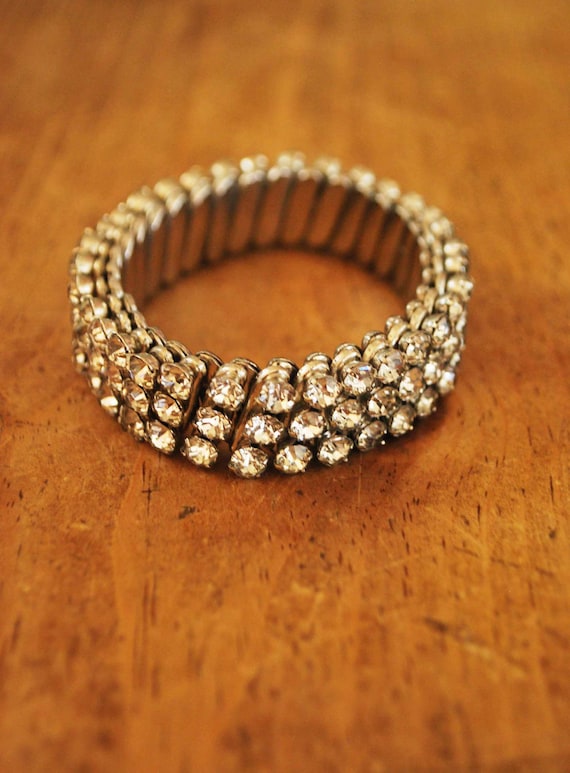 1920s Vintage stretch rhinestone bracelet... Elegant … Gem