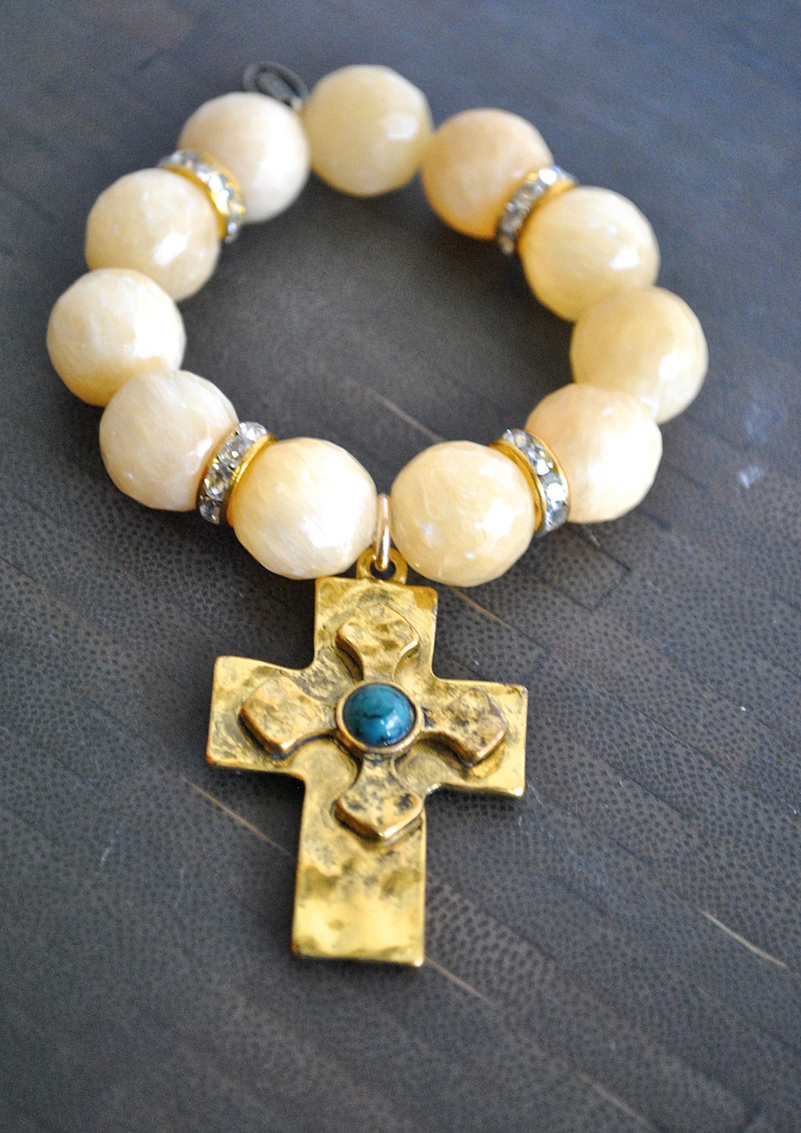 Turquoise Colcite CALCITE TURQUOISE CROSS Stretchy Bracelet - Etsy