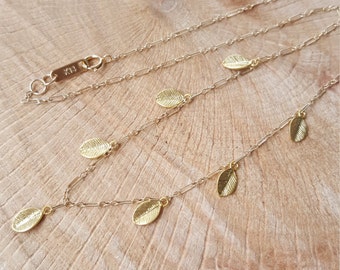 TINY LEAF dainty GOLD  necklace