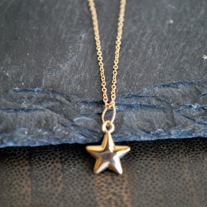 May include: A gold chain necklace with a small, gold star pendant.