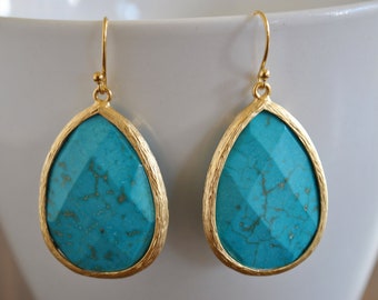 TURQUOISE  TEARDROP EARRINGS