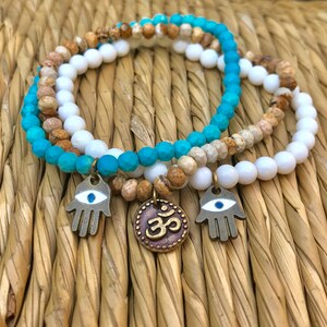 EVEIL EYE turquoise or white bone BRACELET