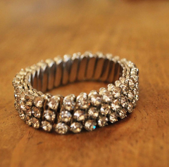1920s Vintage stretch rhinestone bracelet... Elegant … Gem