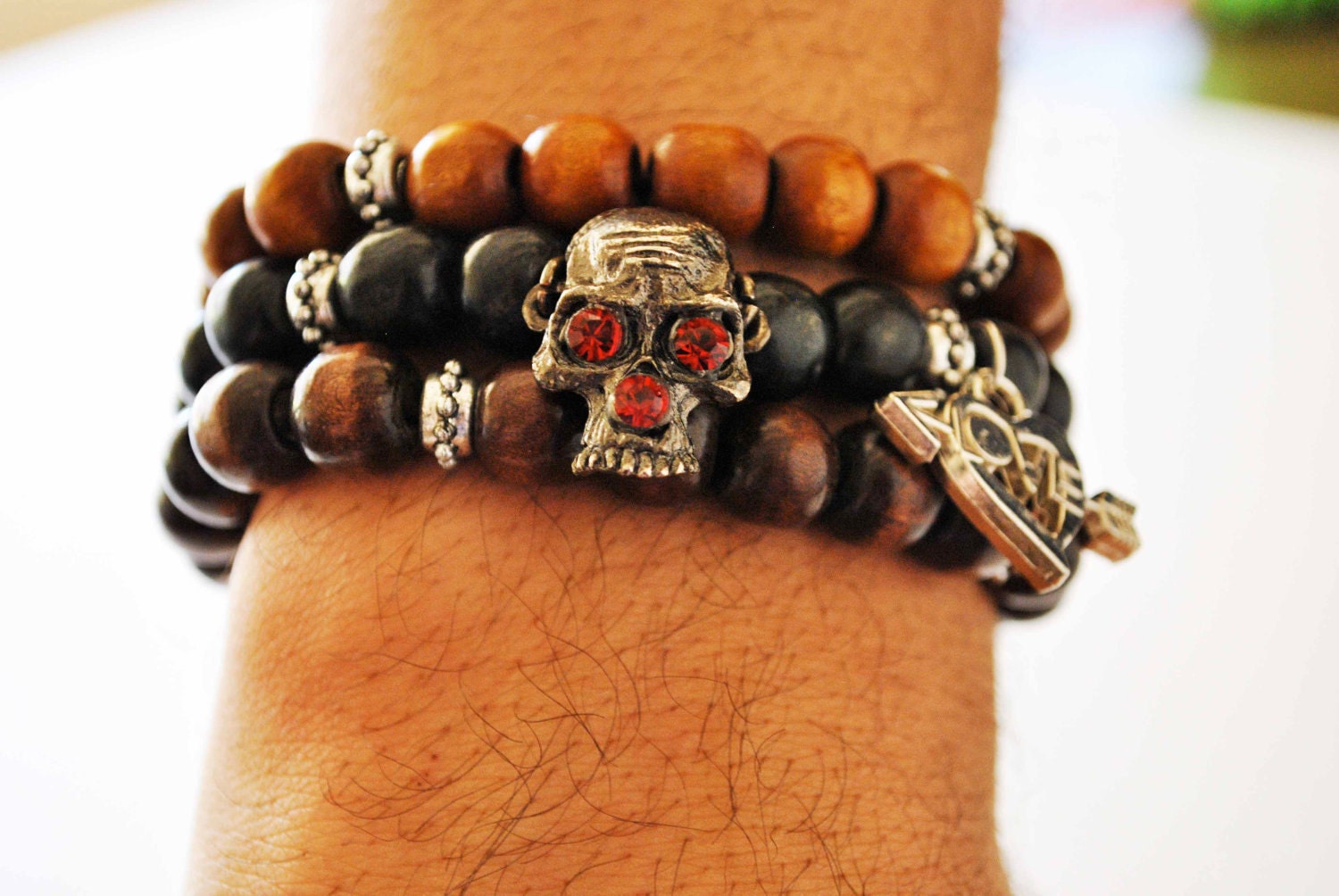 HANDMADE MENS SKULL bracelet. last one Etsy