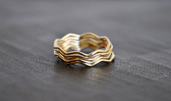 14 karat solid  GOLD  stacking band / RING size 6.knuckle ring .