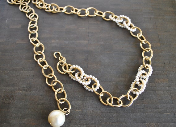 VINTAGE PEARL gold tone BELT