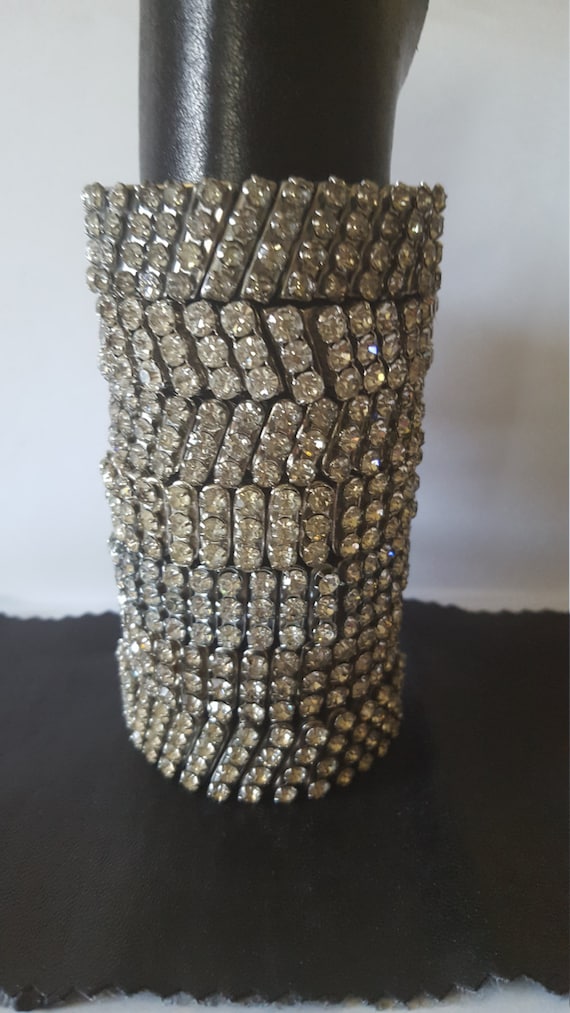 1920s Vintage stretch rhinestone bracelet... Elegant … Gem