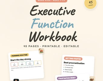 ADHD Kids Executive Function Workbook | Routines, Focus, Self-Regulation (Printable)