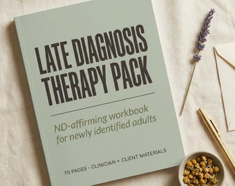 Late Diagnosis Therapy Pack, ADHD Autism AuDHD Newly Identified Adults Workbook, Therapist Clinician Resource, Printable PDF Bundle
