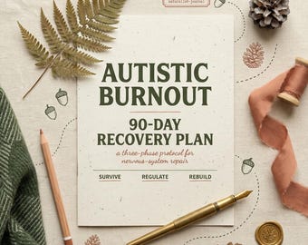 Autistic Burnout 90 Day Recovery Plan PDF, Neurodivergent Workbook, 3 Phase Healing Protocol, Rest Regulate Rebuild, AuDHD Self Care