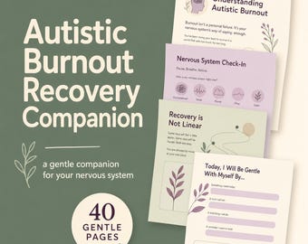Autistic Burnout Recovery Companion, AuDHD Burnout Workbook PDF, Somatic Pacing, Nervous System Rest, Shutdown Aftercare Printable