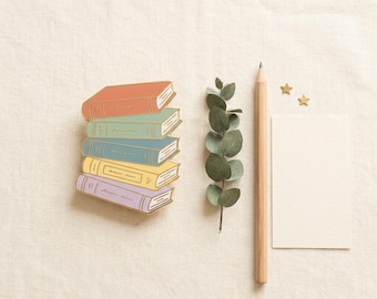 The Pile Keeps Growing Enamel Pin, Book Stack Lapel Pin, TBR Pile Gift, Reader Book Lover Hard Enamel Gold Pin Badge UK