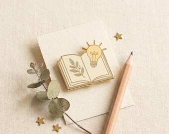 Stay Curious Open Book Enamel Pin, Bookish Lapel Pin, Reader Gift, Lifelong Learner Hard Enamel Gold Pin Badge, Journaler UK