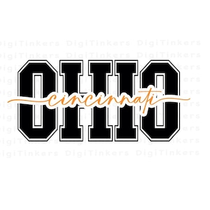 Cincinnati Script Ohio State-logo, ontwerp voor crafting, Cricut, silhouet, sublimatie, illustraties, instant digitale download: SVG, PNG, JPEG