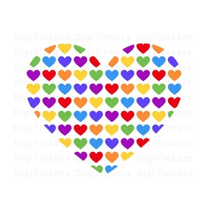 Coeur arc-en-ciel amour Saint-Valentin, conception pour l'artisanat, Cricut, Silhouette, sublimation, clipart, téléchargement numérique instantané : SVG, PNG, JPEG