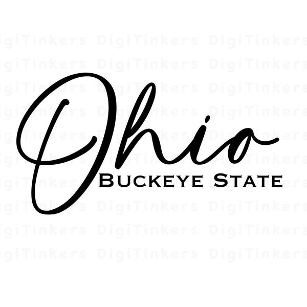 Ohio Script Buckeye State Logo, Design for Crafting, Cricut, Silhouette, Sublimation, Clip Art, Instant Digital Download: SVG, PNG, JPEG