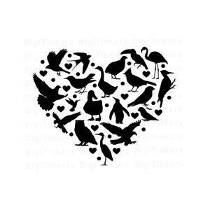 Camiseta para amantes de la naturaleza, regalo para observadores de aves, Día Nacional de las Aves, diseño de San Valentín para nerds de aves, para manualidades, Cricut, descarga digital: SVG PNG