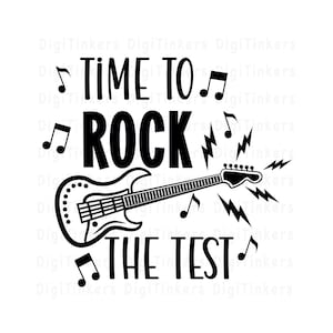 Time To Rock The Test, Design for Crafting, Cricut, Silhouet, Sublimatie, Afdrukken en knippen, Illustraties, Instant digitale download: SVG, PNG, JPEG