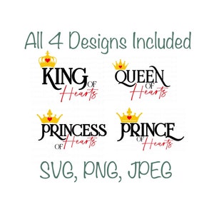 Royal Family of Hearts, Valentine Bundle, Design for Crafting, Cricut, Silhouette, Sublimation, Instant Digital Download: SVG, PNG, JPEG