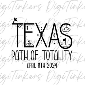 Texas Path of Totality Eclipse Solar 2024 8 de abril Camiseta para professor de ciências Presente de astronomia Design de artesanato Cricut Download digital SVG PNG