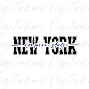 Collegiate New York, Empire State, regalo maglietta, design per artigianato, Cricut, silhouette, clip art, download digitale istantaneo: SVG, PNG, JPEG
